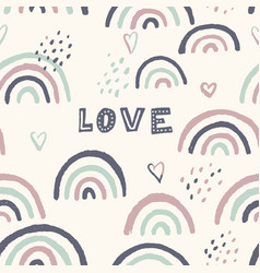 Cute rainbows and hearts seamless pattern Vector Image