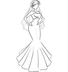 Bride with an open back Royalty Free Vector Image
