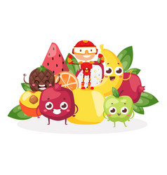 Superhero fruits fruity cartoon character Vector Image