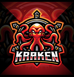 Kraken octopus esport mascot logo design Vector Image