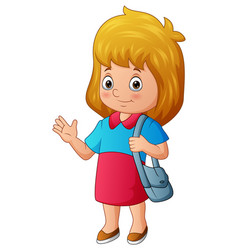 Cute girl student holding her bag Royalty Free Vector Image