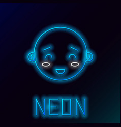 Glowing neon happy little boy head icon isolated Vector Image