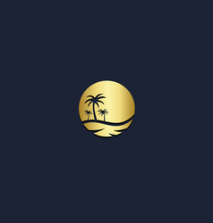 Palm tree nature gold logo Royalty Free Vector Image