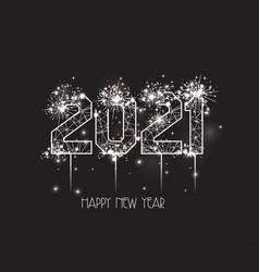 Happy New Years 2021 Polygonal Line Light Vector Image