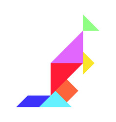 Color tangram puzzle in triangle shape on white Vector Image