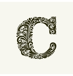 Elegant Capital Letter C In The Style Baroque Vector Image