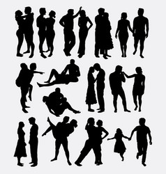 Wedding male and female in love silhouettes Vector Image