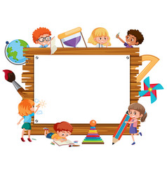 Border template with kids on the bench Royalty Free Vector