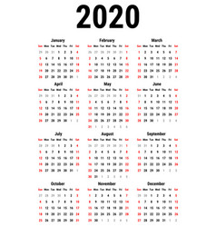 calendar for 2020 royalty free vector image vectorstock free calander 2020