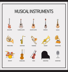 Set of icons musical instruments Royalty Free Vector Image