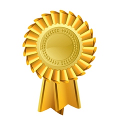 Gold award seal rosette Royalty Free Vector Image