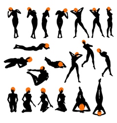 Naked girls silhouette set Royalty Free Vector Image