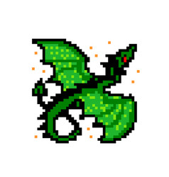 Green dragon pixel image for game assets Vector Image