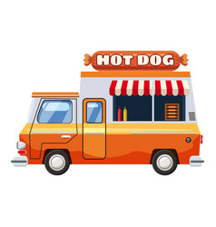 Pizza Van Mobile Snack Icon Cartoon Style Vector Image