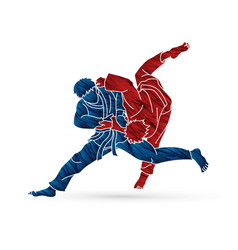 Judo sport action cartoon graphic Royalty Free Vector Image