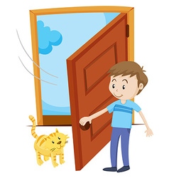 Cat Open Door Vector Images 76