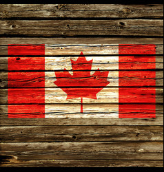 Canada flag on old rustic timber wall Royalty Free Vector