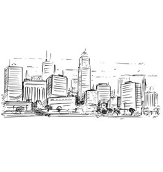 Sketchy drawing of city high rise landscape Vector Image