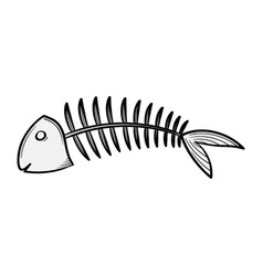 Fish skeleton icon fishbone black silhouette Vector Image