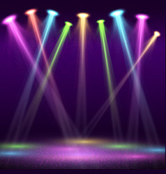 Concert stage with spot light lighting show Vector Image