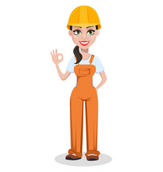 Builder man and woman in uniform Royalty Free Vector Image