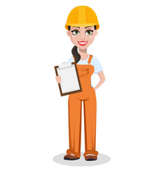 Builder man and woman in uniform Royalty Free Vector Image