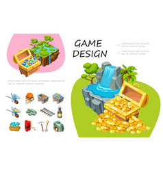 Cartoon game level design composition Royalty Free Vector