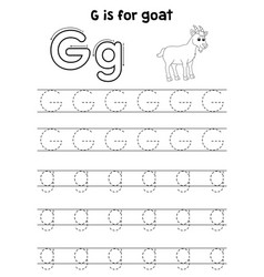 Goose animal tracing letter abc coloring page g Vector Image