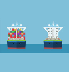 Cargo container ship side view freight Royalty Free Vector