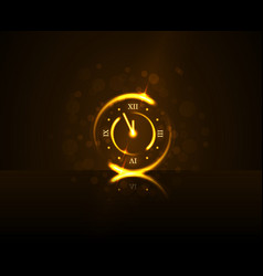 Magic gold clock countdown five minute time happy Vector Image