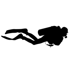 Black silhouette scuba divers Royalty Free Vector Image