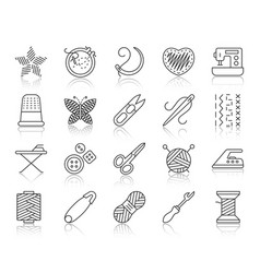 Needlework black silhouette icons set Royalty Free Vector