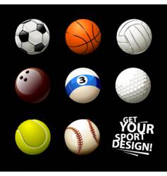 Sport balls set round sport equipment Royalty Free Vector