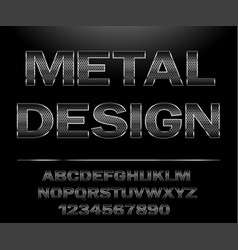 Chrome metal font steel metallic alphabet Vector Image