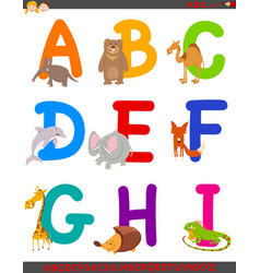 Cartoon english alphabet with animals Royalty Free Vector