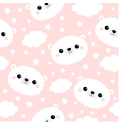 Seamless pattern white rabbit bunny face cloud in Vector Image