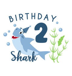 Baby shark birthday party clipart Royalty Free Vector Image