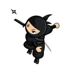 Black ninja cartoon throw darts Royalty Free Vector Image