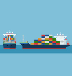 Cargo container ship side view freight Royalty Free Vector