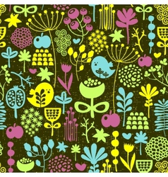 Birds and flowers seamless pattern Royalty Free Vector Image