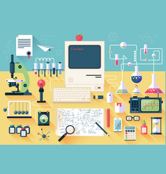 Flat science concept Royalty Free Vector Image