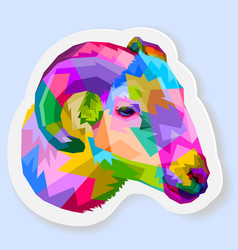 Sticker colorful sheep on pop art style vector
