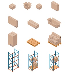 Warehouse shelves with boxes storage equipment Vector Image