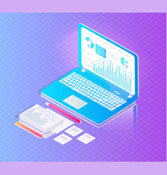 Digital analytics laptop cell Royalty Free Vector Image