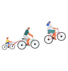Mother father and daughter ride bicycles Vector Image