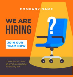 We are hiring poster background office chair Vector Image