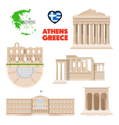 Greece travel tourism landmark symbols and greek Vector Image
