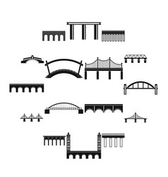 Bridge set icons simple style Royalty Free Vector Image
