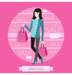 Girl holding shopping bags Royalty Free Vector Image