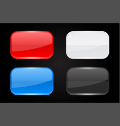 Red glass button 3d shiny hexagon icon Royalty Free Vector